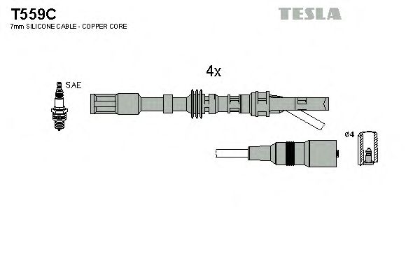 Кабель зажигания, комплект TESLA (Tesla) T559C - фото 