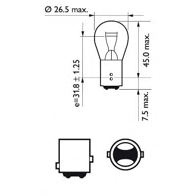 Лампа розжарювання P21/5W12V 21/5W BAY15d (blister 2шт) (вир-во Philips) PHILIPS 12499B2 - фото 