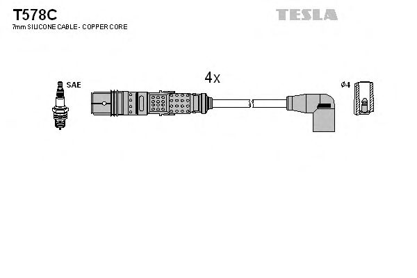 Кабель зажигания, к-кт TESLA Seat,Volkswagen Caddy,Lupo,Polo 95- 1,0_1,4 (Tesla) - фото 
