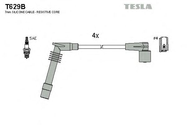 Комплект кабелів запалювання Tesla T629B - фото 