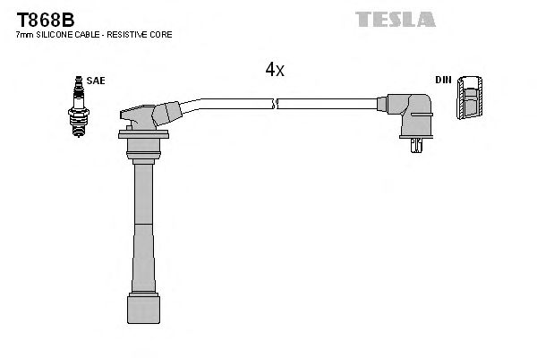 Кабель зажигания, к-кт TESLA HY,Kia 96- 1,6_2,0 (Tesla) - фото 