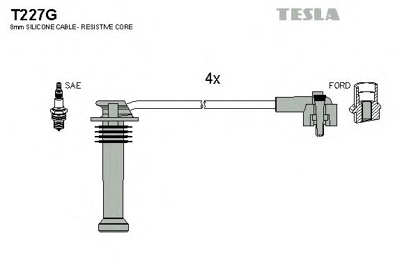 Кабель зажигания, комплект TESLA FORD (ФОРД) 92-00 (Tesla) - фото 