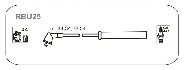 Провод зажигания (EPDM) RENAULT CLIO 1.4,1.6; KANGOO 1.4; LAGUNA,MEGANE,Scenic 1.6 (Janmor) RBU25 - фото 