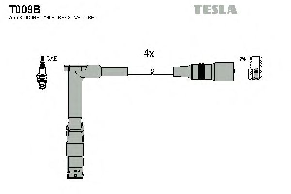 Комплект кабелів запалювання Tesla T009B - фото 