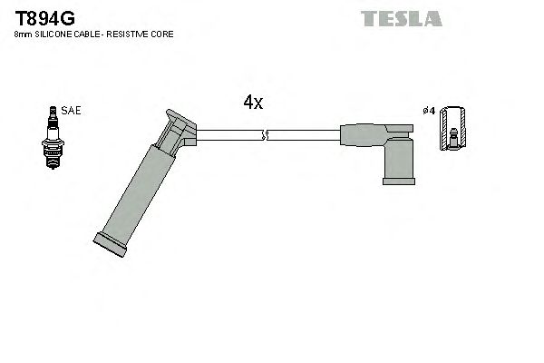 Кабель зажигания, комплект TESLA FORD (ФОРД) Fiesta,Fusion,Focus I 1.25,1.4,1.6 96- (Tesla) - фото 