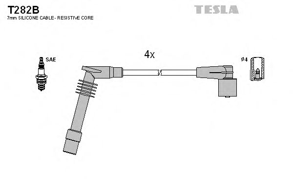 Кабель зажигания, комплект TESLA OPEL (ОПЕЛЬ) Astra G 1.6 Z16SE,X16SZR (Tesla) - фото 