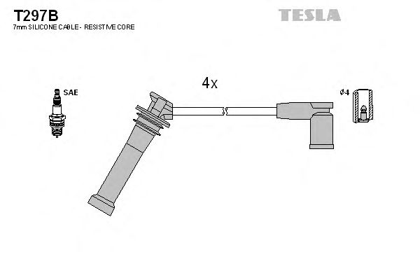 Комплект жгутів запалювання Tesla T297B - фото 
