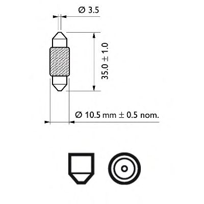 Лампа розжарювання FestoonT10,5X3812V 10W SV 8,5 (вир-во Philips) - фото 0