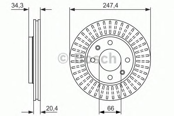 Диск тормозной передний (вентилируемый) (в упаковке 2 диска, цена указана за 1) (Bosch) - фото 