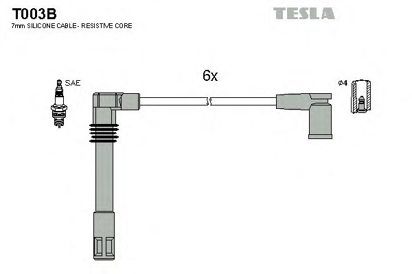 Комплект кабелів запалювання Tesla T003B - фото 