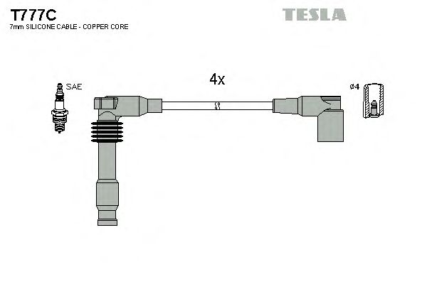 Комплект кабелів запалювання Tesla T777C - фото 