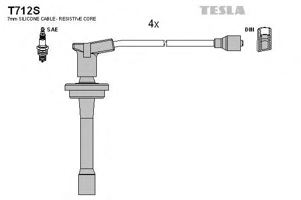 Комплект проводов зажигания Tesla T712S - фото 