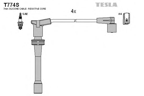 Кабель зажигания, комплект TESLA Lada 2112 1.5i 16V (Tesla) - фото 