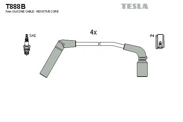 Комплект кабелів запалювання Tesla T888B - фото 