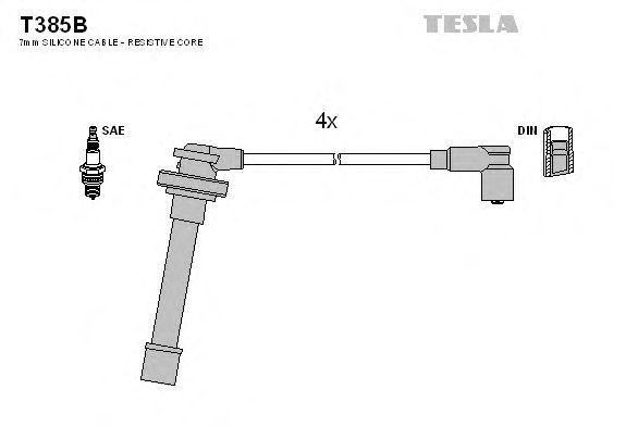 Комплект кабелів запалювання Tesla T385B - фото 