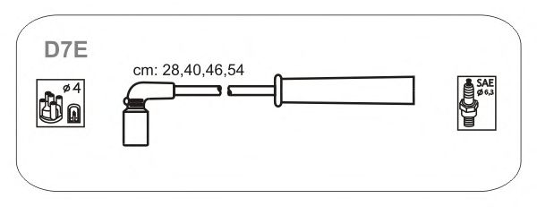 Провод зажигания (EPDM) DAEWOO LANOS 1.5,1.6 16V; AVEO 1.4 16V, NUBIRA 1.4,1.6 (Janmor) D7E - фото 