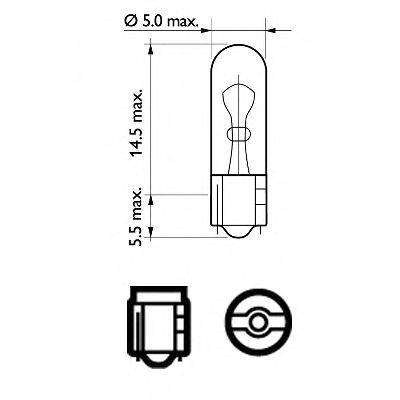 Лампа розжарювання W1,2W 12V 1.2W W2X4,6d 2шт blister (вир-во Philips) - фото 