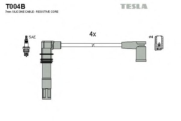 Кабель зажигания, к-кт TESLA VAG 00- 1,4_1,6 (Tesla) - фото 