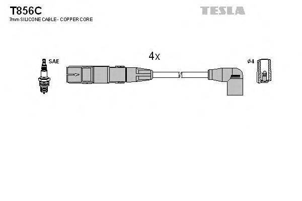 Кабель зажигания, комплект TESLA Volkswagen 98-05 2,0 (Tesla) - фото 