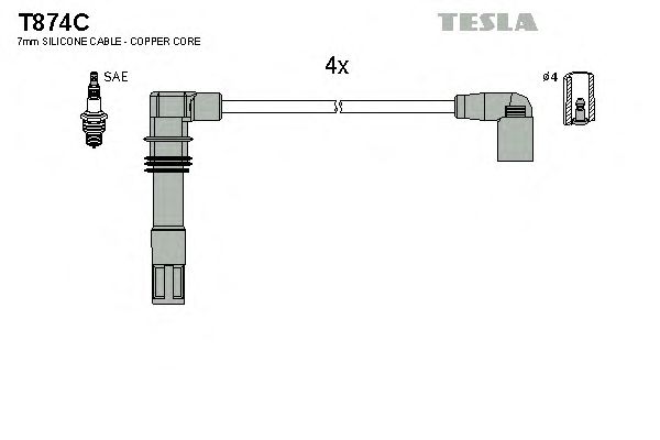 Кабель зажигания, к-кт TESLA VAG 98-1,4_1,6 (Tesla) - фото 