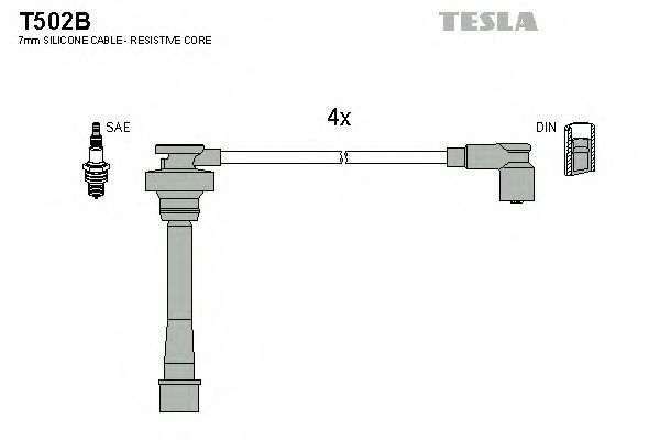 Кабель зажигания, комплект TESLA MITSUBISHI (МИЦУБИСИ) 91-1,6 (Tesla) T502B - фото 