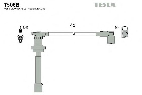 Комплект кабелів запалювання Tesla T506B - фото 