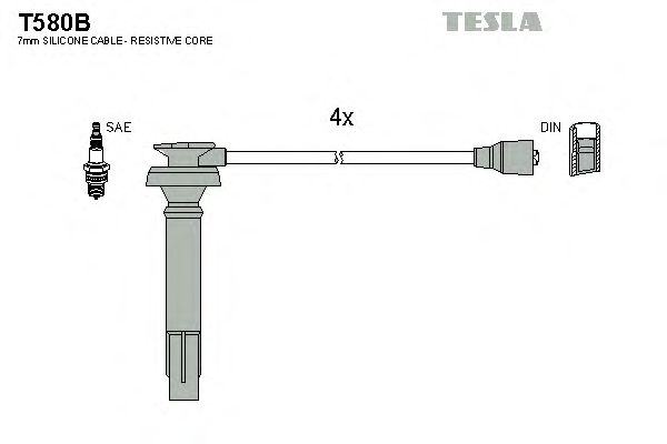 Комплект кабелів запалювання Tesla T580B - фото 