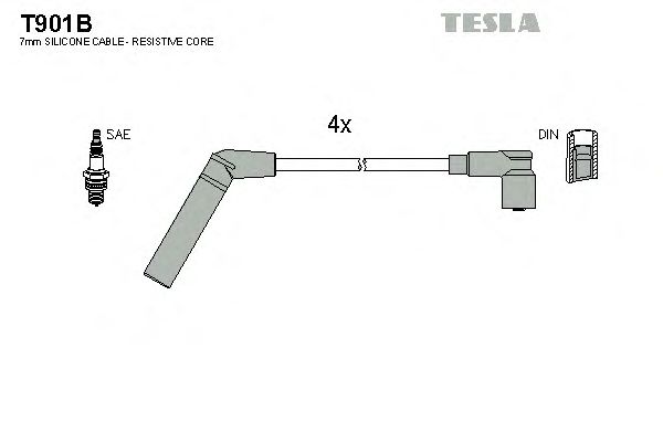 Кабель зажигания, к-кт TESLA MITSUBISHI (МИЦУБИСИ) Colt, Lancer 86-03 1,3_1,5 (Tesla) - фото 