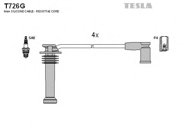 Комплект кабелів запалювання Tesla T726G - фото 