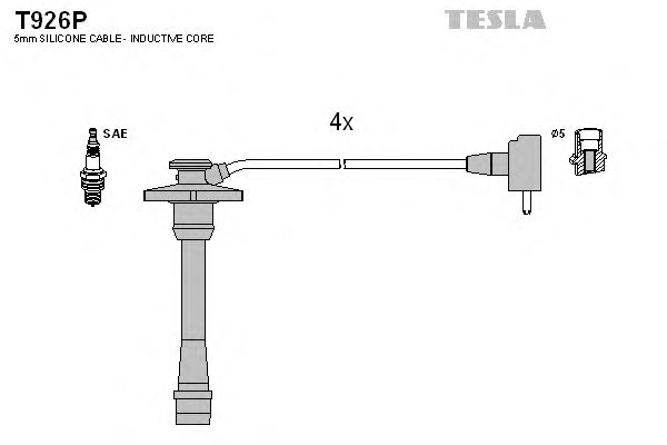 Кабель зажигания, комплект TESLA TOYOTA (ТОЙОТА) Corolla 97-00 1,4 4EFE (Tesla) T926P - фото 
