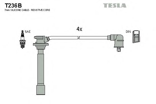 Комплект кабелів запалювання Tesla T236B - фото 