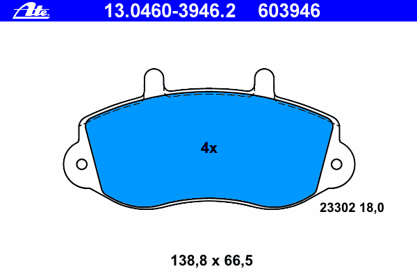Комплект гальмівних колодок , дискові гальма ATE 13.0460-3946.2 - фото 