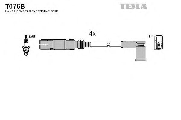 Кабель зажигания, к-кт TESLA Аналог TES T854C VW, Audi, Seat, Skoda 99- 1,6_2,0 (Tesla) - фото 