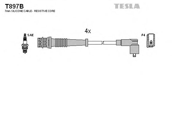 Комплект дротів запалювання Tesla T897B - фото 