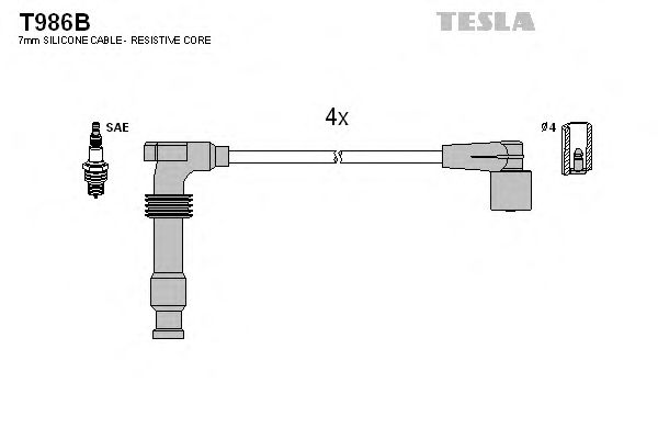 Комплект жгутів запалювання Tesla T986B - фото 