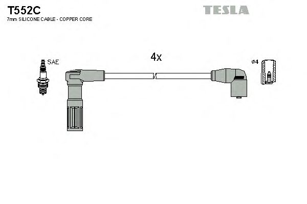 Комплект кабелів запалювання Tesla T552C - фото 
