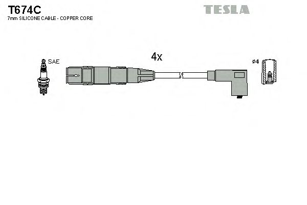 Кабель зажигания, к-кт TESLA VAG 95- 1,6_2,0 (Tesla) - фото 