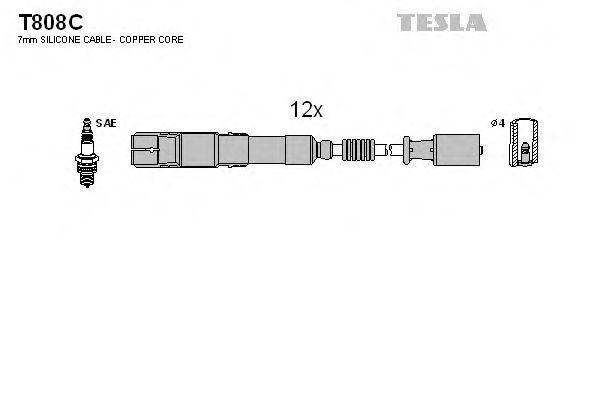 Кабель зажигания, комплект TESLA Mersedes, Chrysler 96-2,4 (Tesla) - фото 