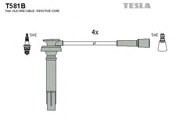 Кабель зажигания, комплект TESLA (Tesla) T581B - фото 