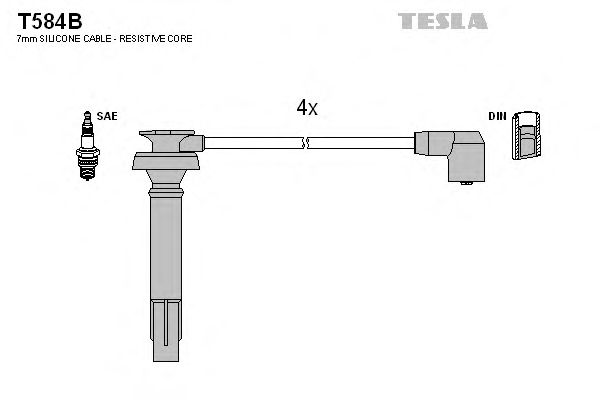 Комплект проводов зажигания Tesla T584B - фото 