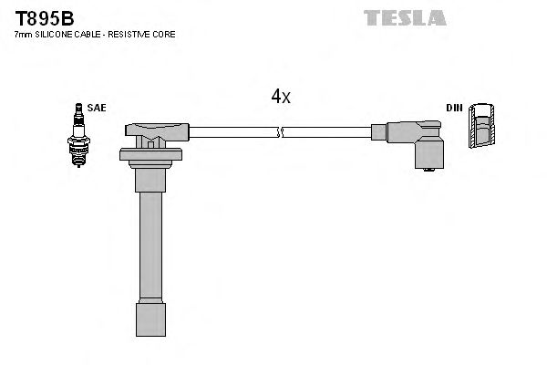 Комплект дротів запалювання Tesla T895B - фото 