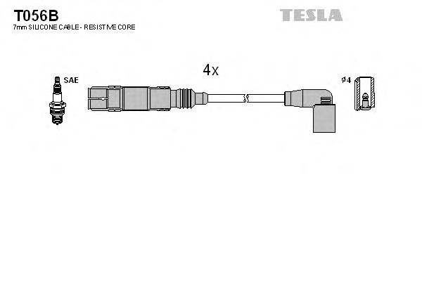 Комплект кабелів запалювання Tesla T056B - фото 