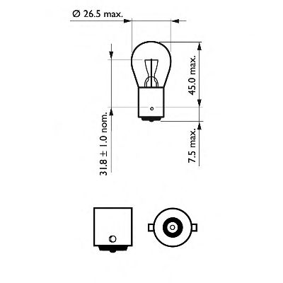 Лампа розжарювання PR21W 12V 21W BAW15s (вир-во Philips) PHILIPS 12088CP - фото 