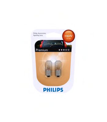 Лампа накаливания H6W 12V 6W BAX9s 2шт blister (Philips) PHILIPS 12036B2 - фото 