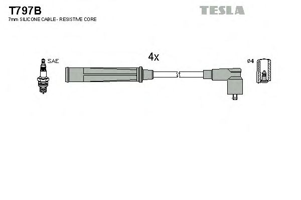 Кабель зажигания, к-кт TESLA (Tesla) T797B - фото 