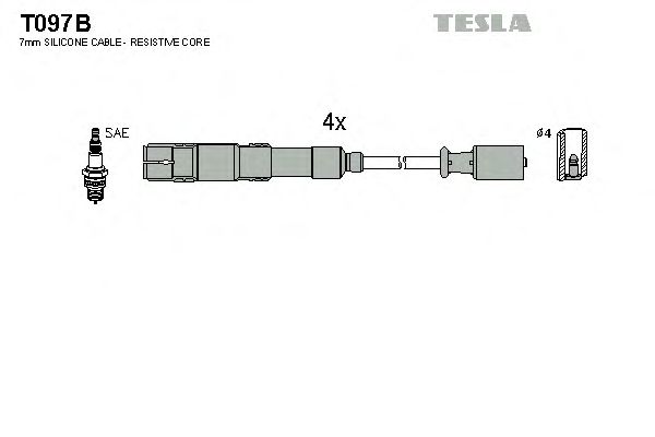 Кабель зажигания, комплект TESLA Mercedes W169, 123,124,201,460,461,463 06.80 - (Tesla) - фото 