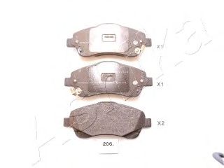 Колодки тормозные дисковые передние TOYOTA AVENSIS (ASHIKA) 50-02-206 - фото 