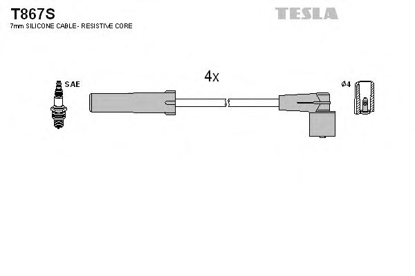 Комплект проводов зажигания Tesla T867S - фото 