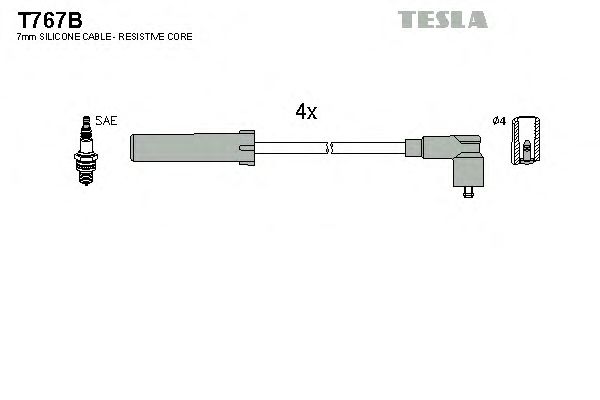 Комплект кабелів запалювання Tesla T767B - фото 
