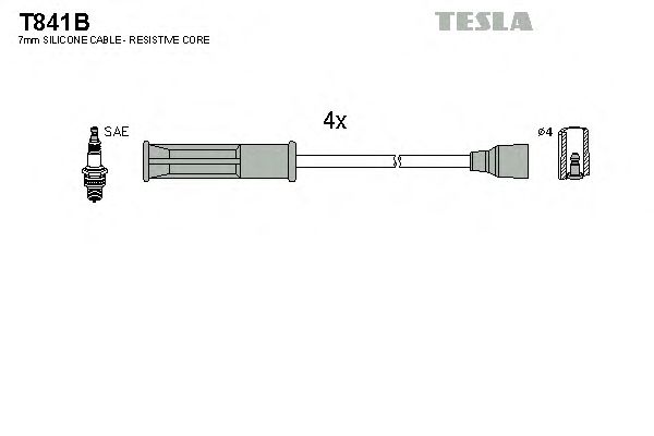 Кабель зажигания, к-кт TESLA Renault 89-05 1,6_1,6e_1,6i (Tesla) - фото 